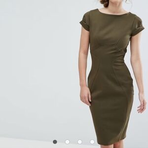 Closet London Pencil Dress With Ruched Cap Sleeve Size 10